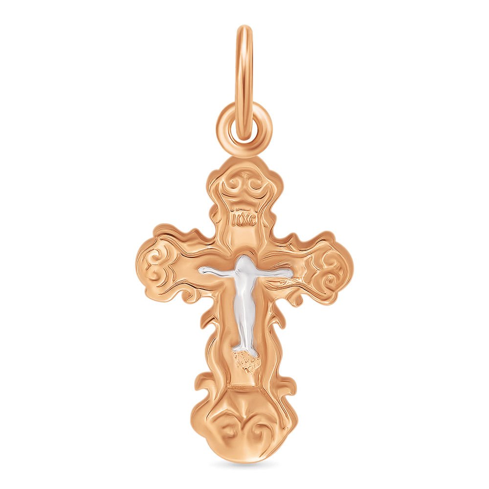 Крестик из комбинированного золота 375 пробы