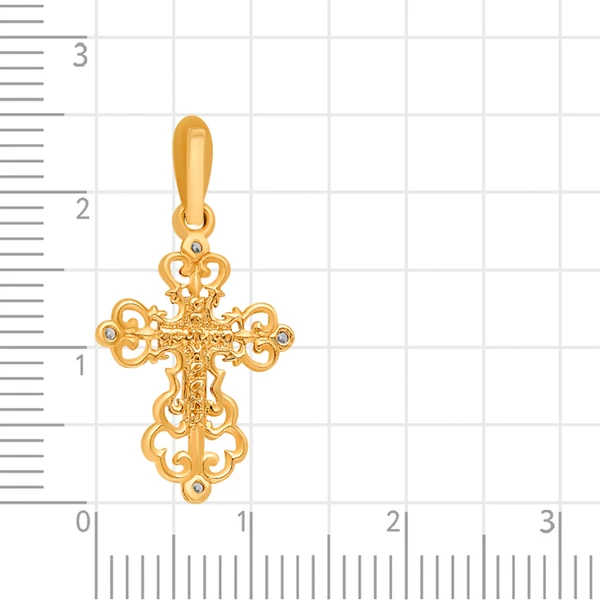 Крестик с фианитами из комбинированного золота 375 пробы 2