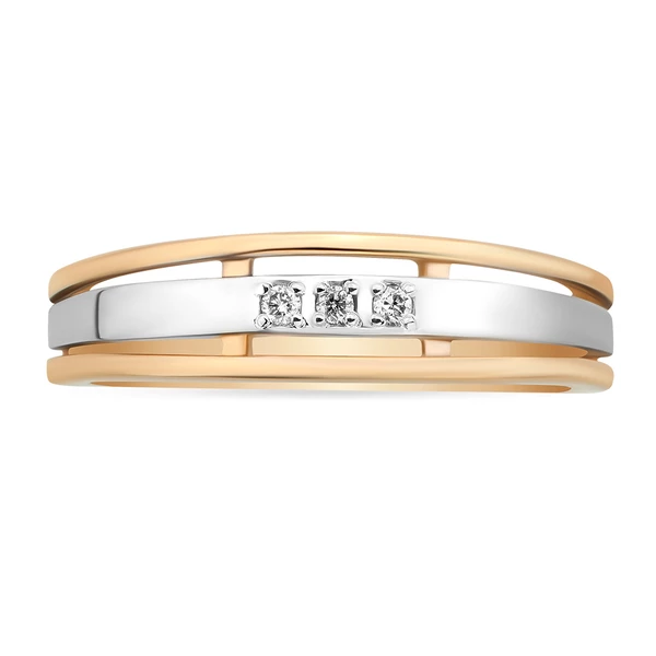 Кольцо с бриллиантами из комбинированного золота 585 пробы 2
