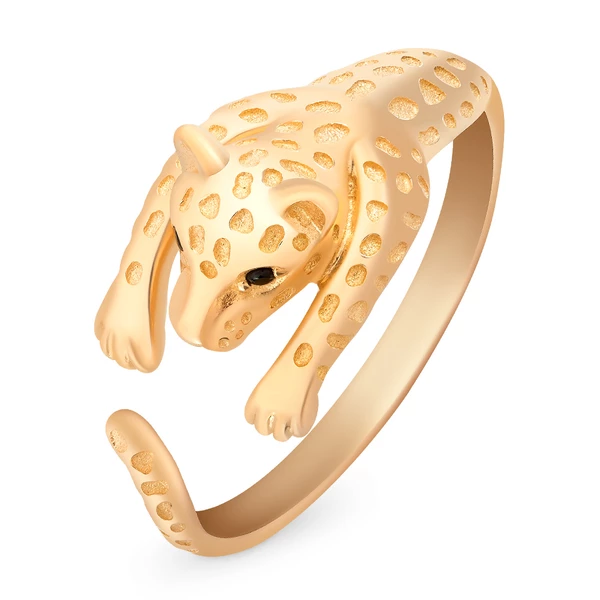Кольцо  Леопард с фианитами из красного золота 585 пробы 1