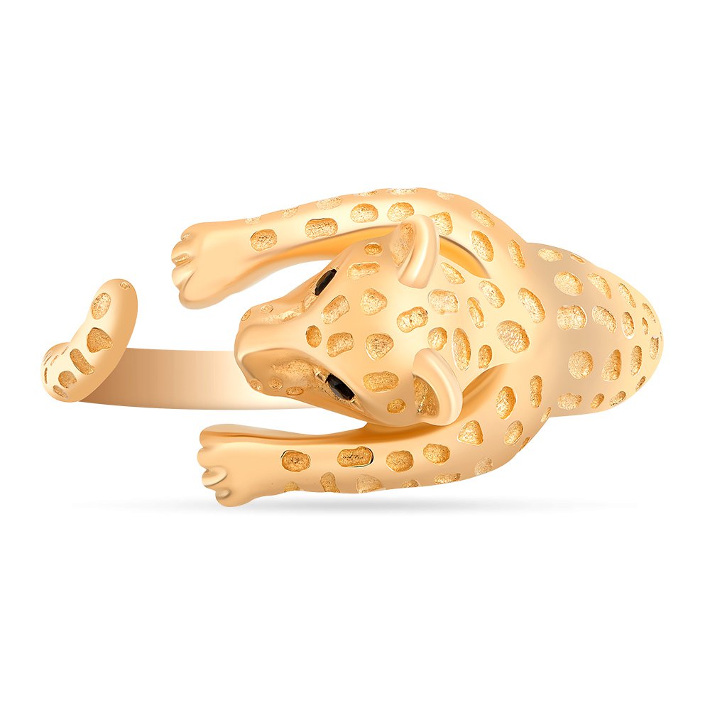 Кольцо  Леопард с фианитами из красного золота 585 пробы