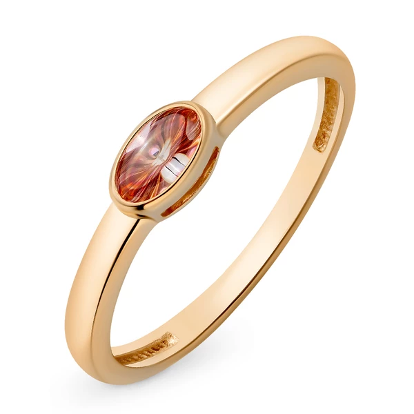 Кольцо с кристаллом сваровски из красного золота 585 пробы 1