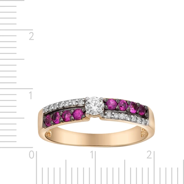 Кольцо с рубином и бриллиантами из красного золота 585 пробы 2