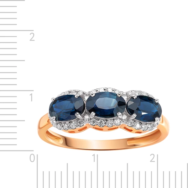 Кольцо с сапфиром и бриллиантами из красного золота 585 пробы 2