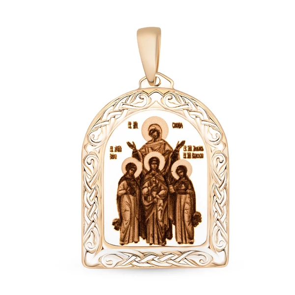 Икона Вера, Надежда, Любовь и матерь их София из красного золота 585 пробы 1