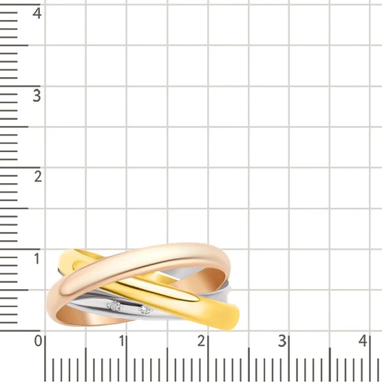Кольцо обручальное с бриллиантами из комбинированного золота 585 пробы 2