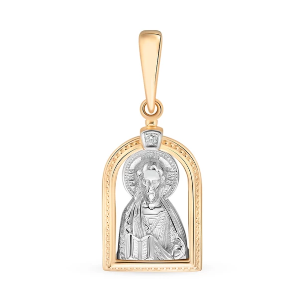 Икона Спас Вседержитель с бриллиантом из красного золота 585 пробы 1
