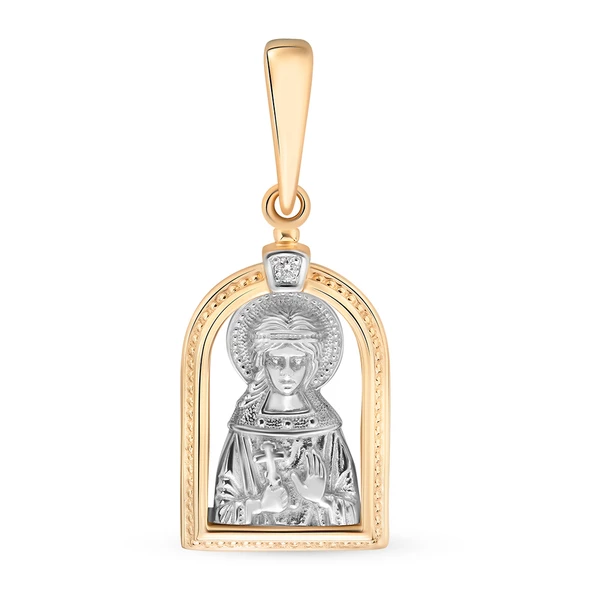 Икона Вера с бриллиантом из красного золота 585 пробы
