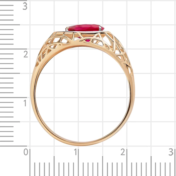 Кольцо с рубинами синтетическими из красного золота 585 пробы 3