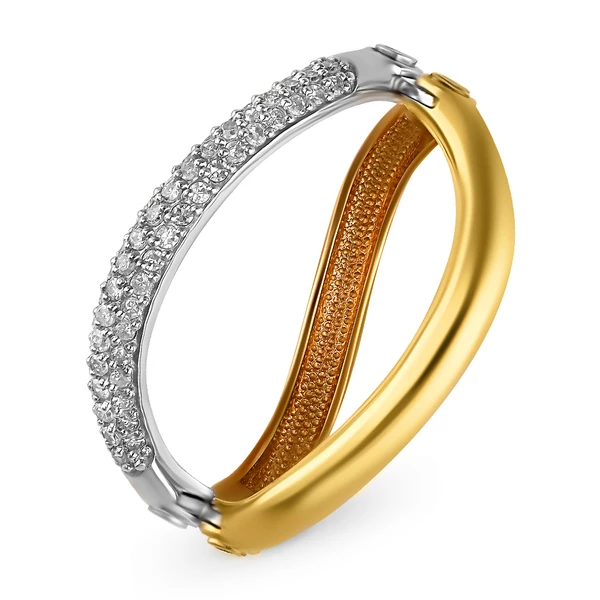 Кольцо с бриллиантами из комбинированного золота 585 пробы 1