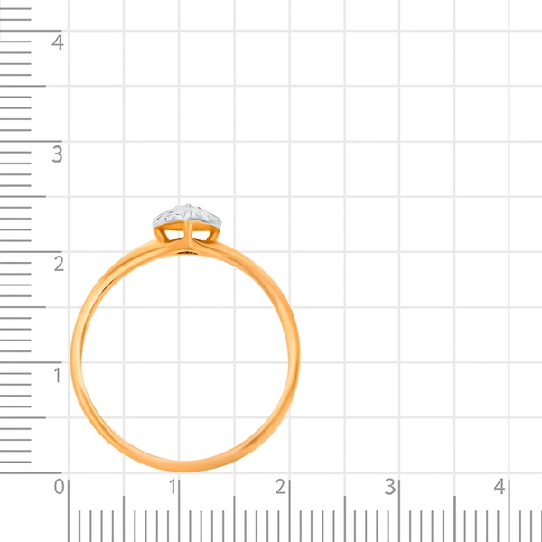 Кольцо с бриллиантом из комбинированного золота 585 пробы 3
