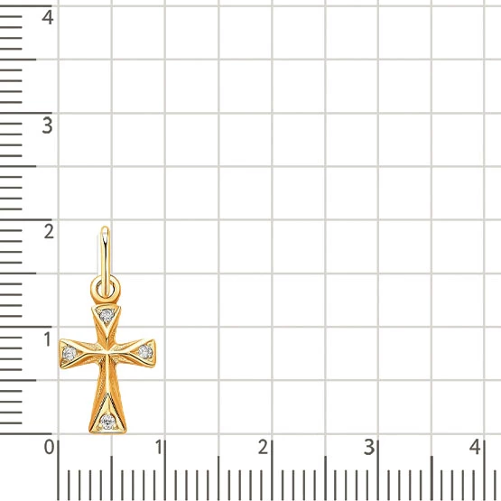 Крестик с фианитами из красного золота 375 пробы