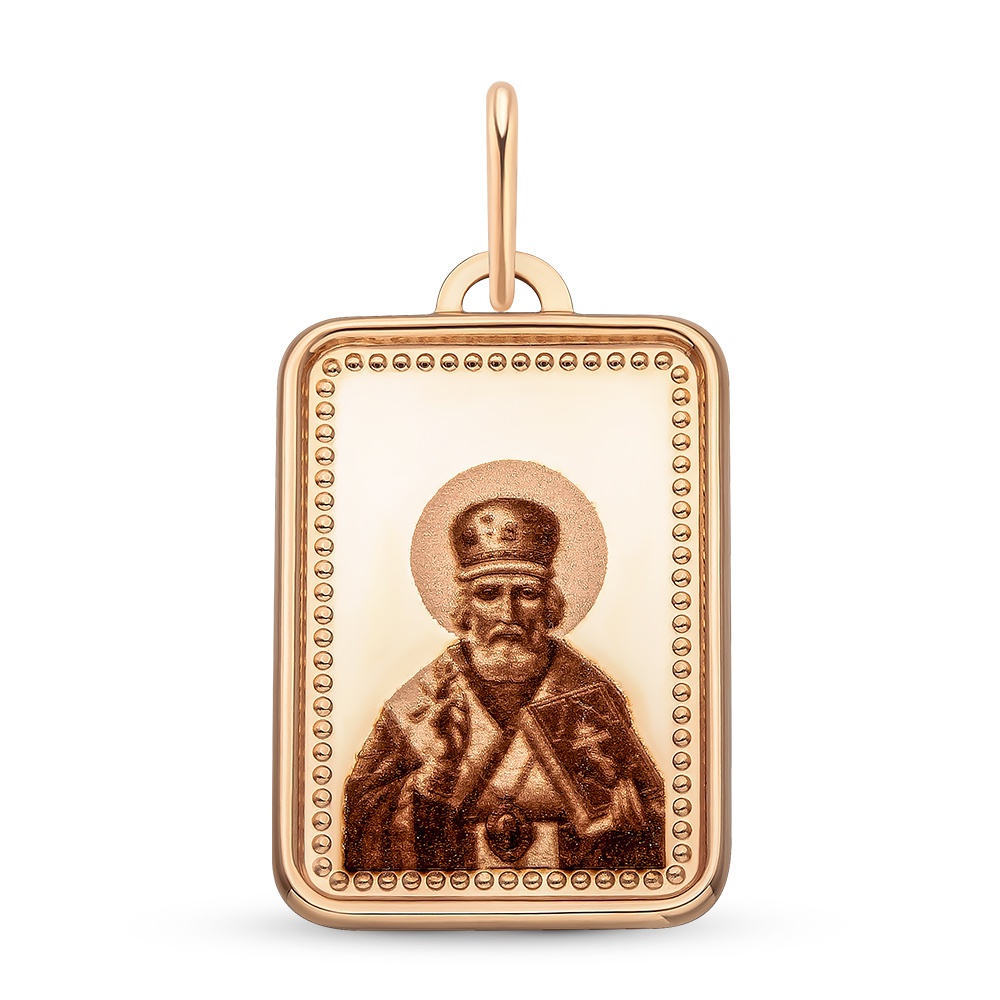 Икона Николай Чудотворец из красного золота 375 пробы