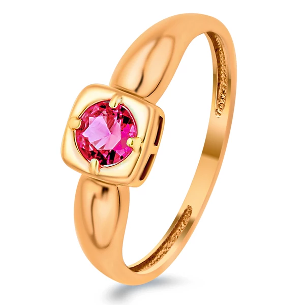 Кольцо с рубинами синтетическими из красного золота 585 пробы 1