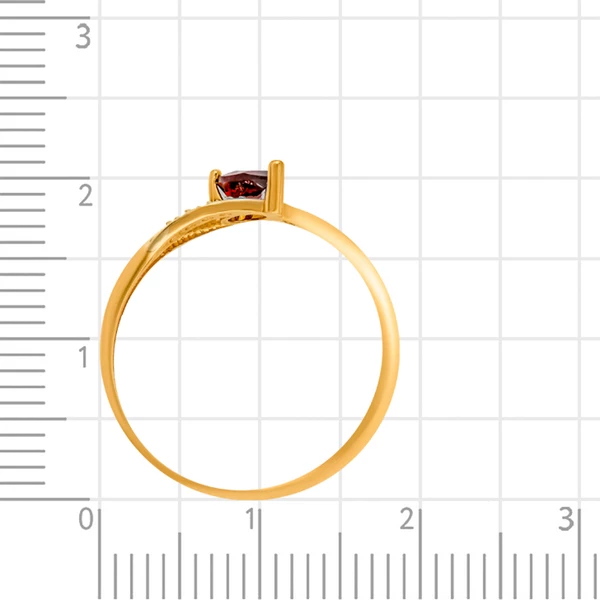 Кольцо с гранатом и фианитами из красного золота 585 пробы 3