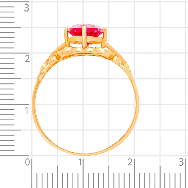 Кольцо с рубином синтетическим из красного золота 375 пробы