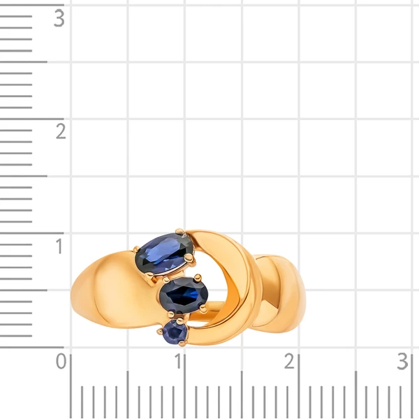 Кольцо с сапфирами синтетическими из красного золота 375 пробы 2