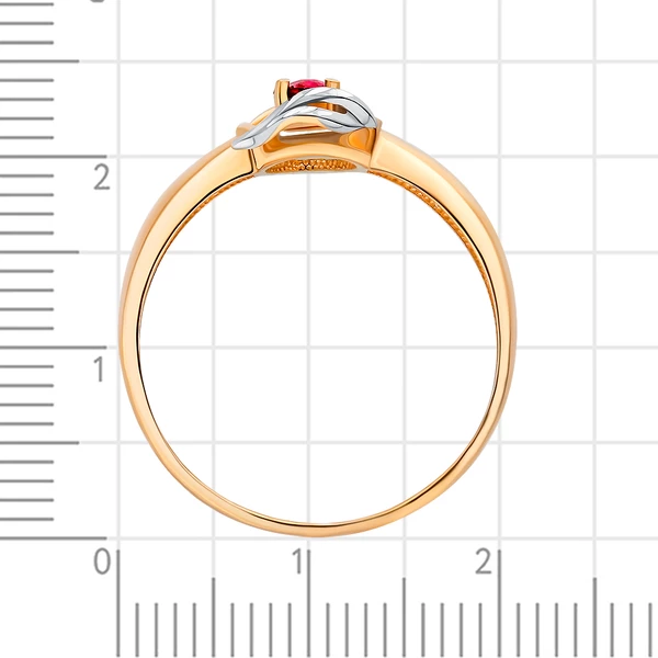 Кольцо с рубином синтетическим из красного золота 375 пробы 3