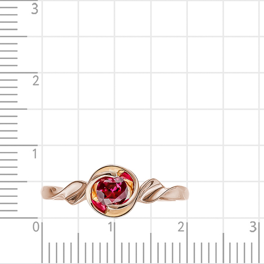 Кольцо с рубинами синтетическими из красного золота 375 пробы