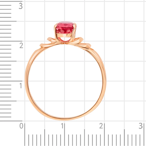 Кольцо с рубином синтетическим из красного золота 375 пробы 3