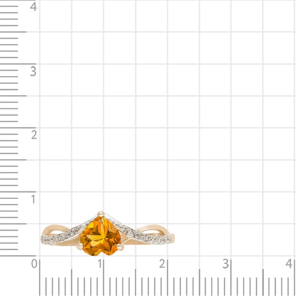 Кольцо с цитрином и фианитами из красного золота 375 пробы 2