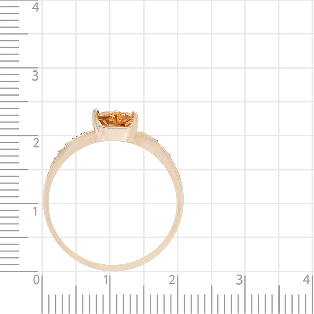 Кольцо с цитрином и фианитами из красного золота 375 пробы