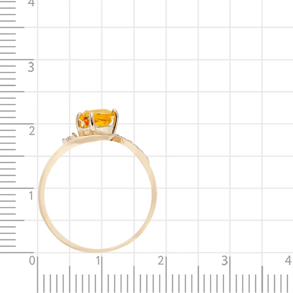 Кольцо с цитрином и фианитами из красного золота 375 пробы