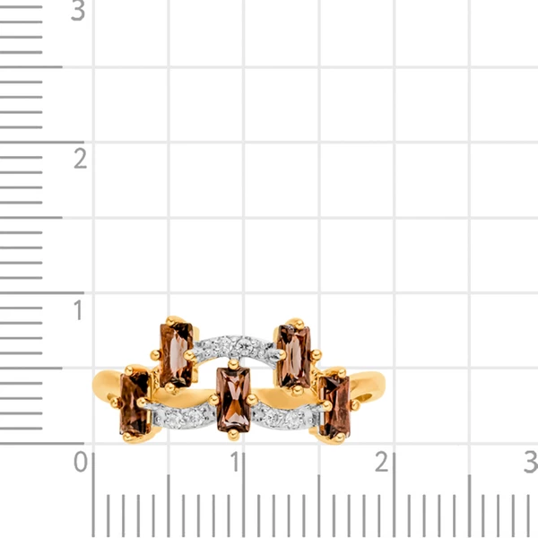 Кольцо с раух-топазом и фианитами из красного золота 585 пробы 2