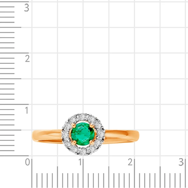 Кольцо с изумрудом и бриллиантами из красного золота 585 пробы 2