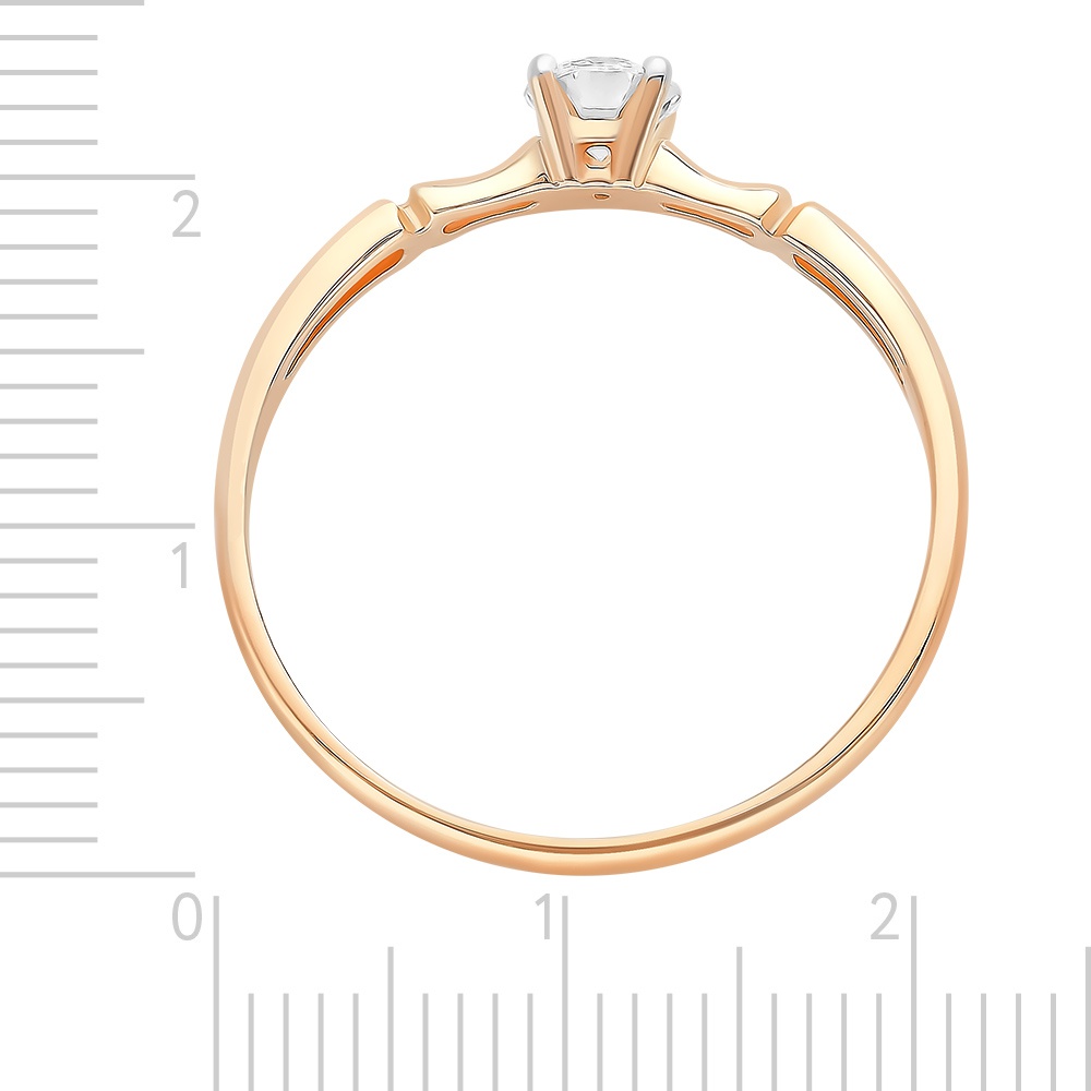 Кольцо с муассанитом из красного золота 585 пробы