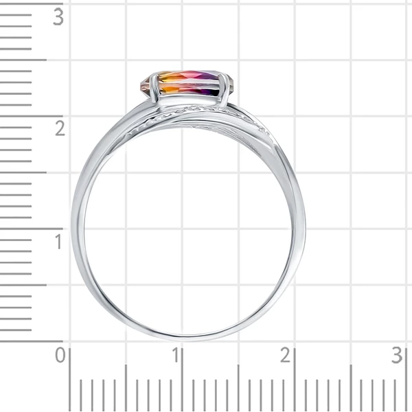 Кольцо с ювелирным кристаллом и фианитами из серебра 925 пробы 3