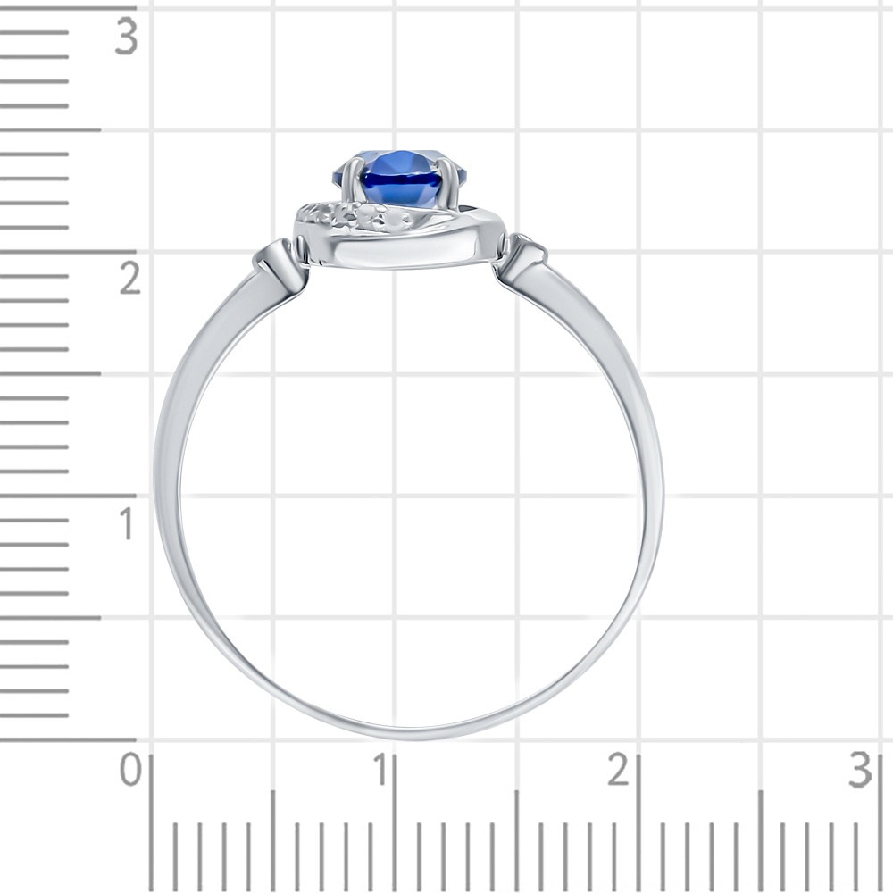 Кольцо с ювелирным кристаллом и фианитами из серебра 925 пробы