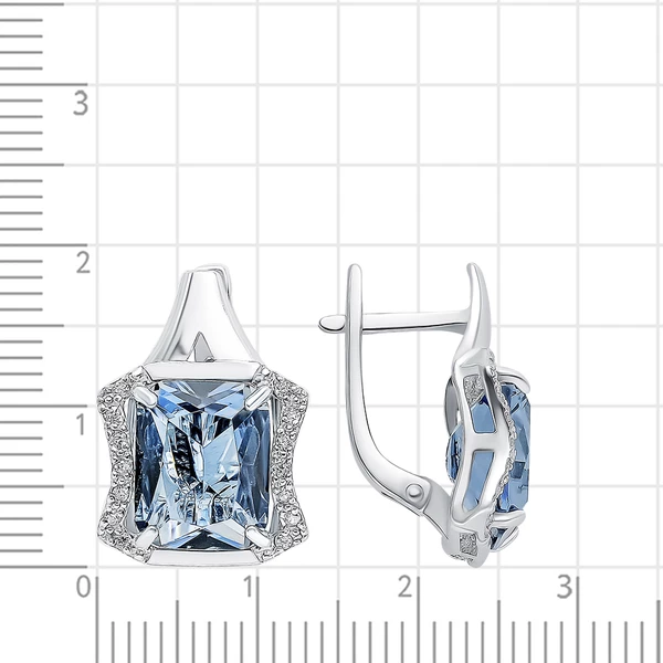 Серьги с ювелирным кристаллом и фианитами из серебра 925 пробы 2