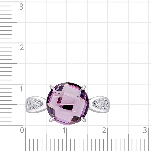 Кольцо с ювелирным кристаллом и фианитами из серебра 925 пробы 2
