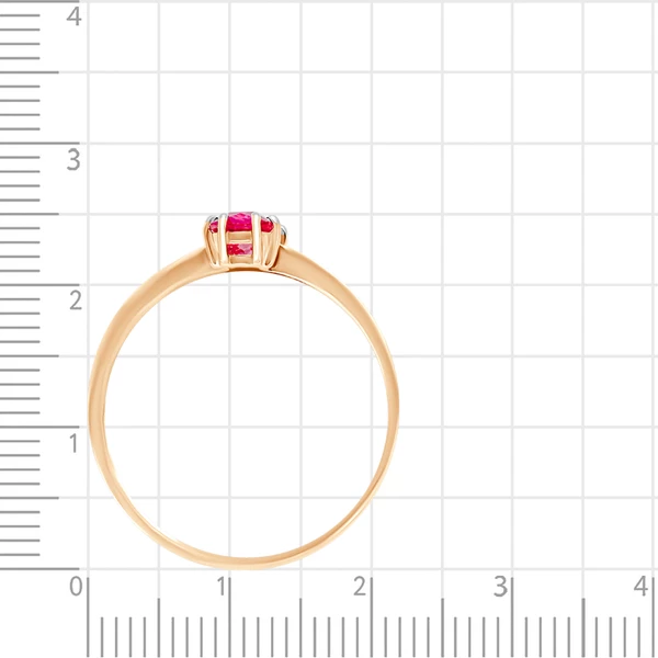 Кольцо с рубином синтетическим и бриллиантами из красного золота 375 пробы 3