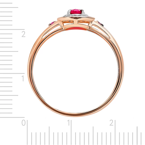Кольцо с рубином синтетическим и бриллиантами из красного золота 375 пробы 4