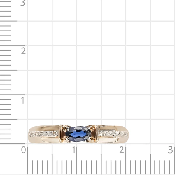 Кольцо с сапфиром синтетическим и бриллиантами из красного золота 375 пробы 2
