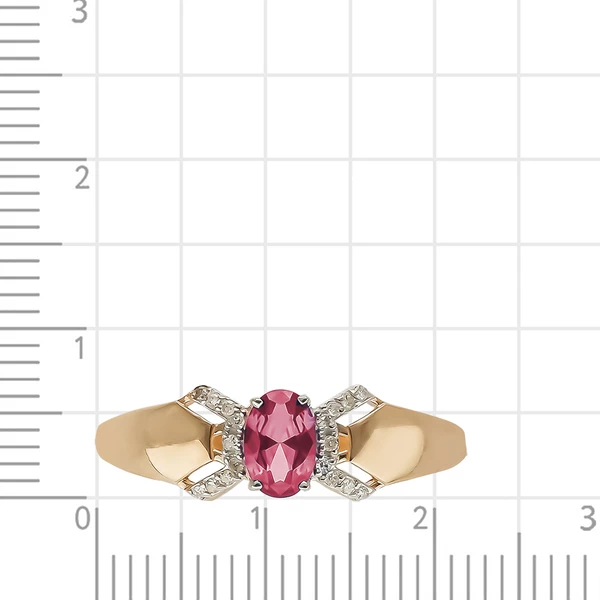 Кольцо с рубином синтетическим и бриллиантами из красного золота 375 пробы 2