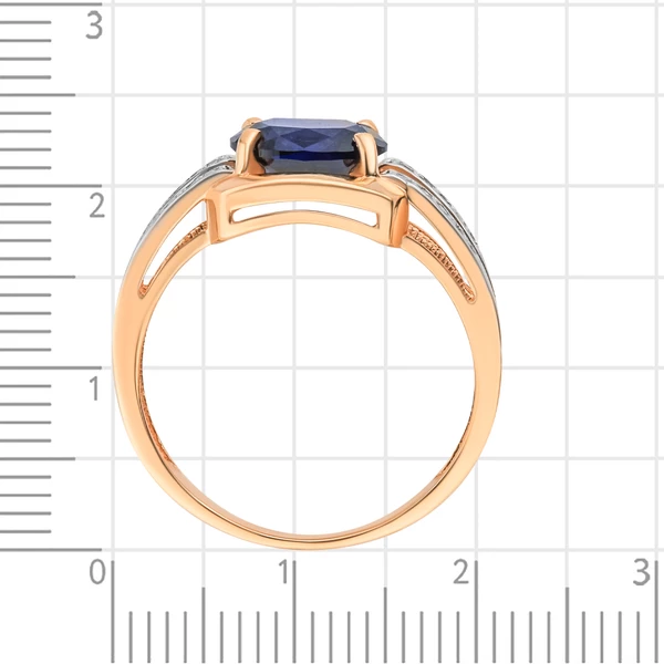 Кольцо с сапфиром синтетическим и бриллиантами из красного золота 375 пробы 3