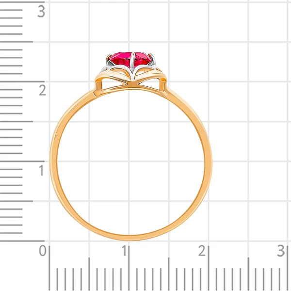 Кольцо с рубином синтетическим из красного золота 585 пробы 3
