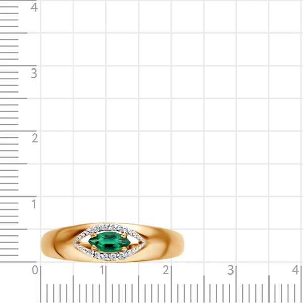 Кольцо с гидротермальным изумрудом и бриллиантами из красного золота 585 пробы