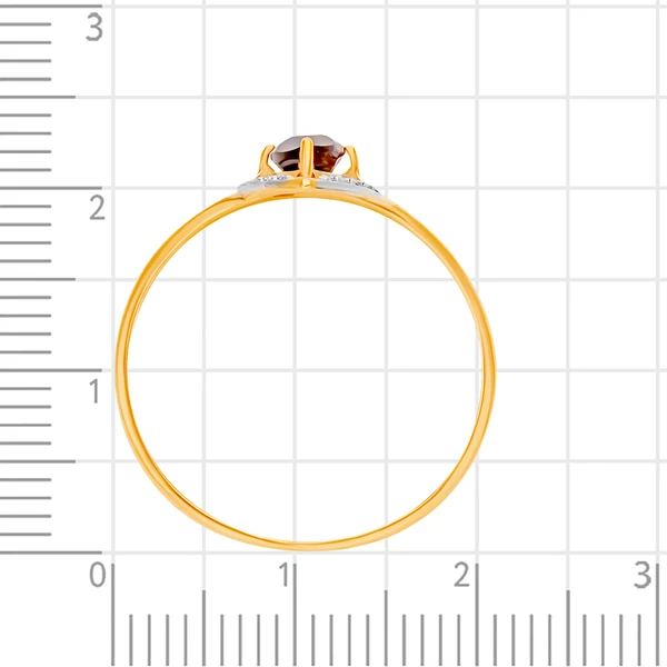 Кольцо с раух-топазом и фианитами из красного золота 375 пробы 3