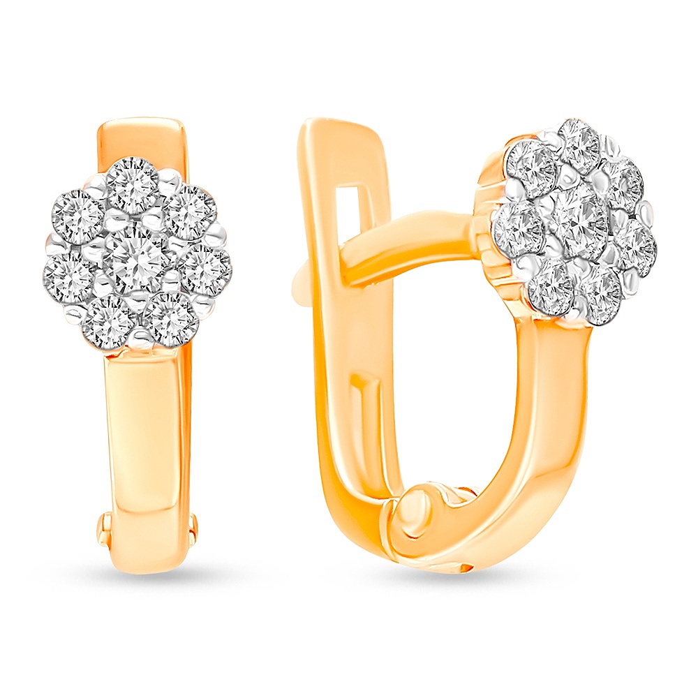 Серьги детские с фианитами из красного золота 375 пробы