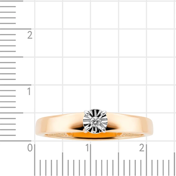 Кольцо с бриллиантом из комбинированного золота 585 пробы 2