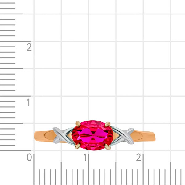 Кольцо с рубином синтетическим из красного золота 585 пробы 2