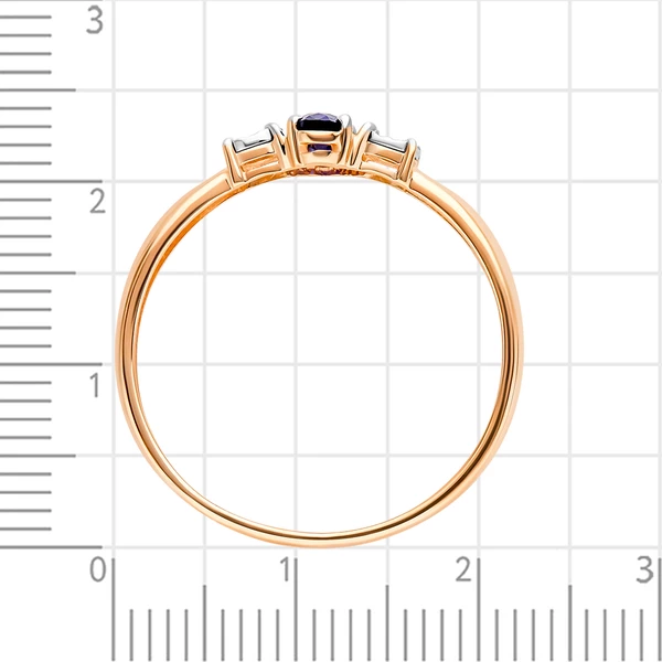 Кольцо с сапфиром синтетическим и бриллиантами из комбинированного золота 585 пробы 3