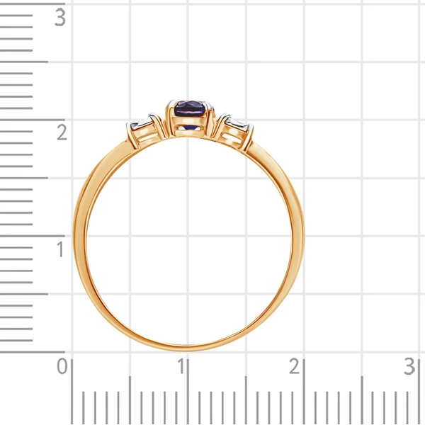 Кольцо с сапфиром синтетическим и бриллиантами из комбинированного золота 585 пробы 4