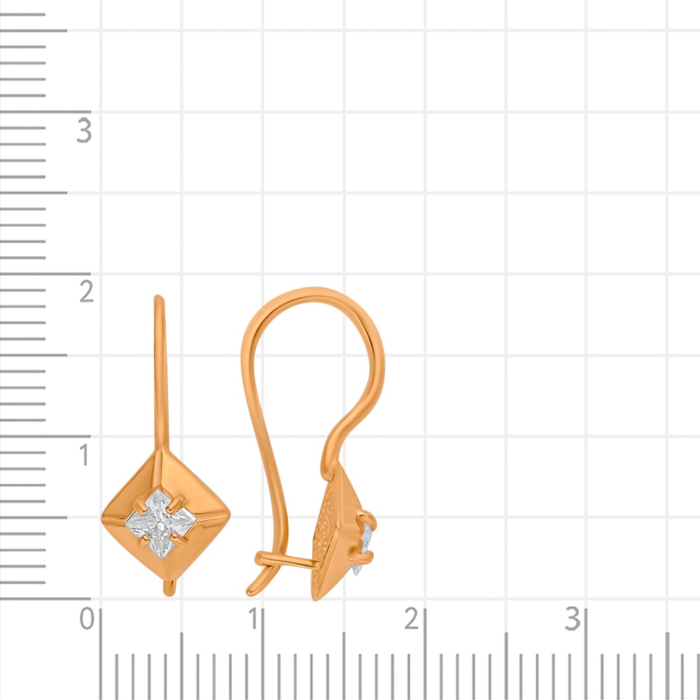 Серьги детские с фианитами из красного золота 375 пробы