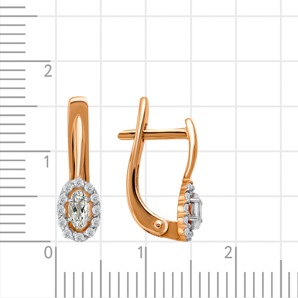 Серьги детские с фианитами из красного золота 375 пробы