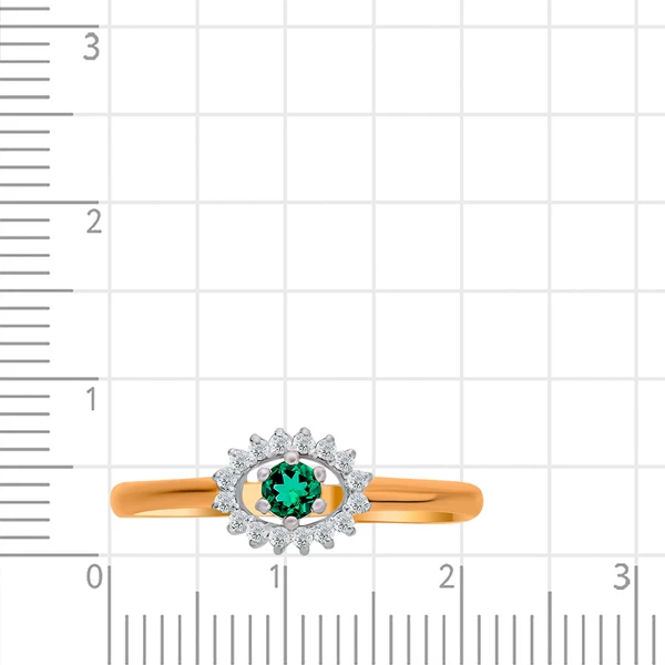 Кольцо с гидротермальным изумрудом и бриллиантами из красного золота 585 пробы 2